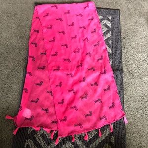 Pink dachshund fringe scarf